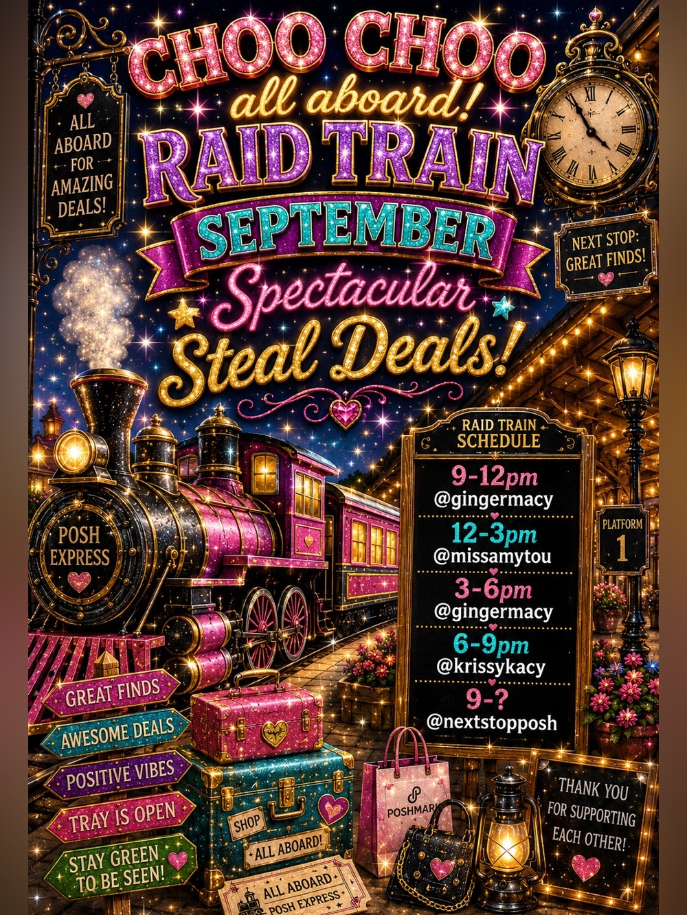 Poshmark LIVE September Steal Deals Raid Train